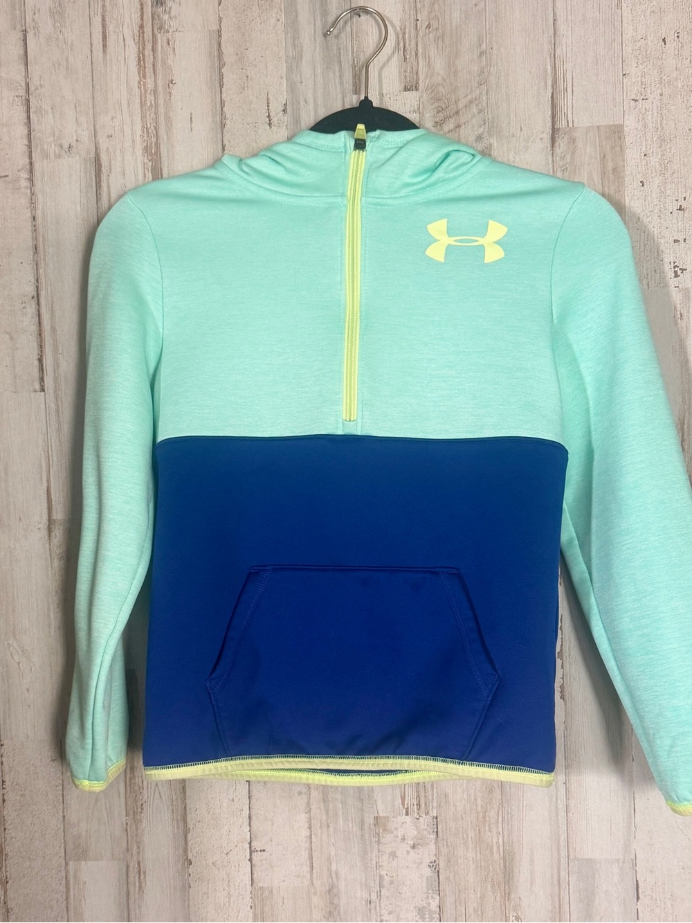 Under Armour Kids Colorblock Half-Zip Hoodie - Mint Green & Royal Blue